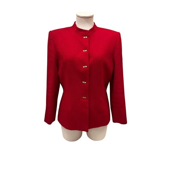 Kasper Red Asian Inspired 90s Short Blazer 14P - Picture 1 of 8